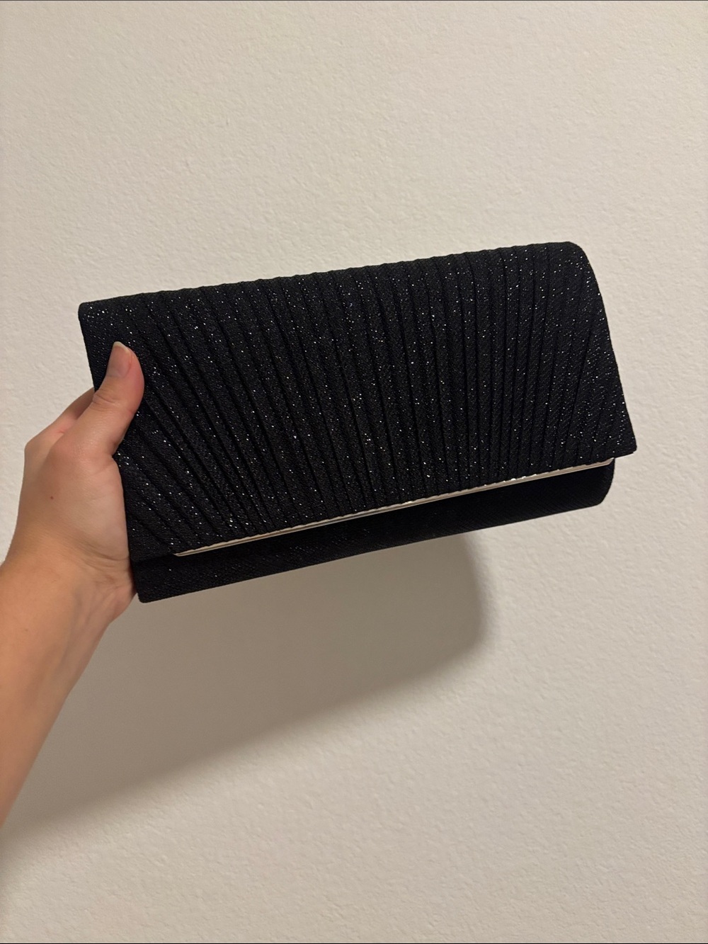 Charming sparkly black mini party purse with straps